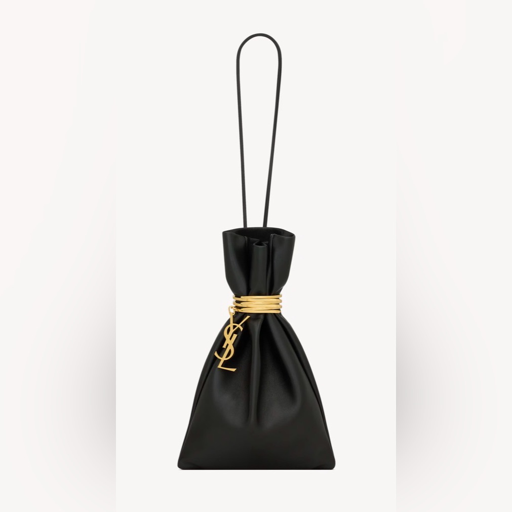 Yves Saint Laurent Black Clutch With Gold Accents